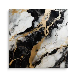 Obraz Czarno-Biały Marmur Z Elementami Złota 30x30cm