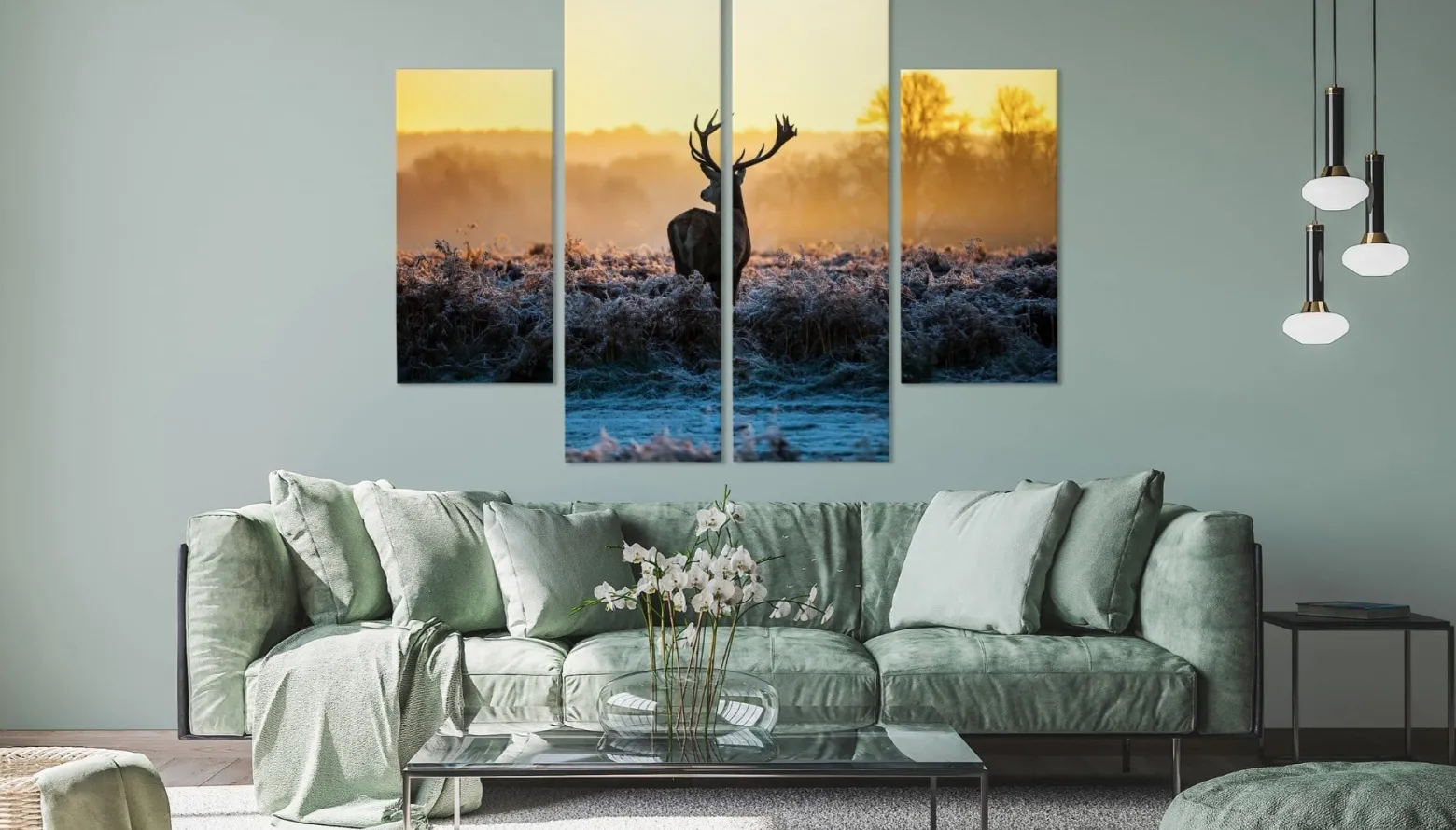 Obraz 4 Częściowy JELEŃ Rykowisko Natura 3D 80x60cm