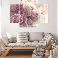 Obraz 4 Częściowy Kwitnące PEONIE Kwiaty 80x60cm