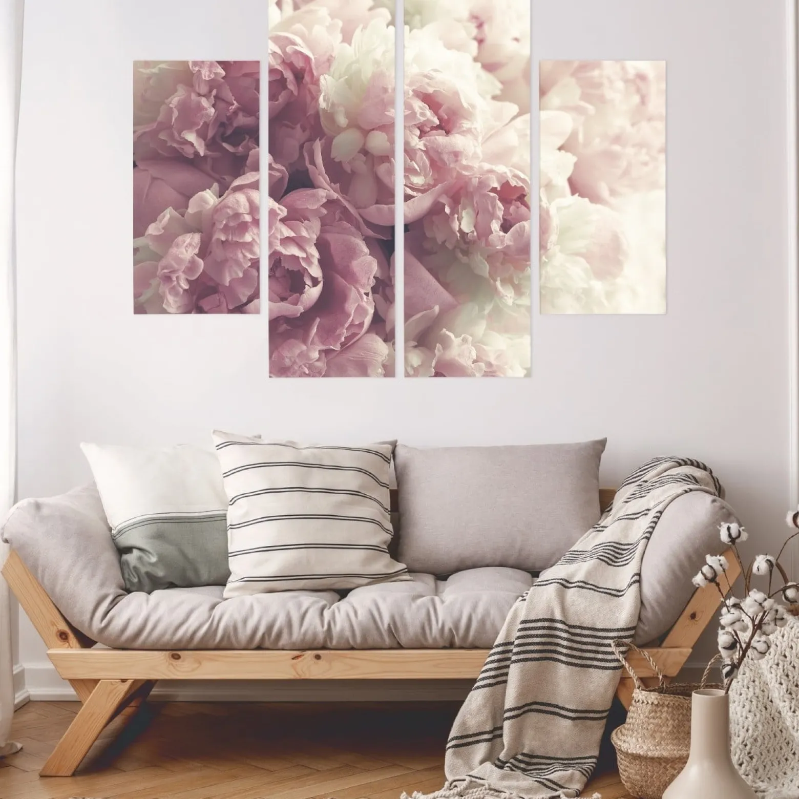 Obraz 4 Częściowy Kwitnące PEONIE Kwiaty 80x60cm
