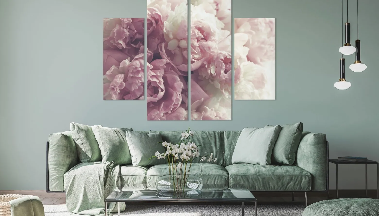 Obraz 4 Częściowy Kwitnące PEONIE Kwiaty 80x60cm