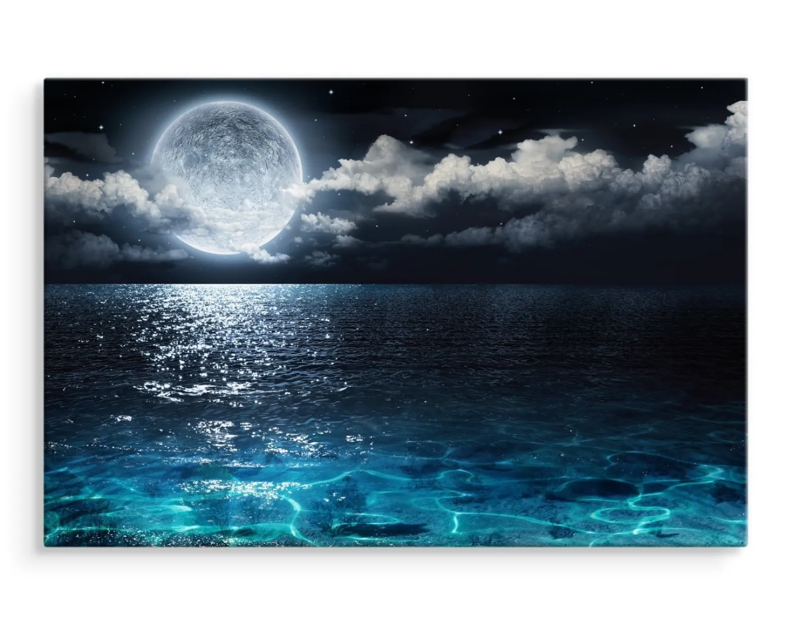 Obraz do jadalni morze nocą KSIĘŻYC chmury 30x20cm