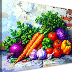 Obraz do kuchni jadalni, Kolorowe Warzywa Rośliny 30x20