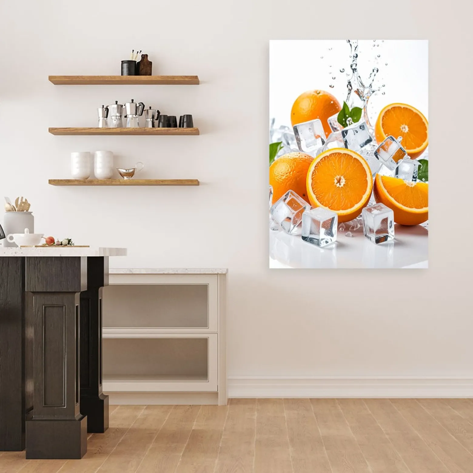 Obraz do kuchni jadalni, Pomarańcze lód owoce natura 20x30
