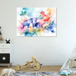 Obraz do pokoju dziecka, Kolorowe Zwierzęta afrykańskie akwarela 30x20