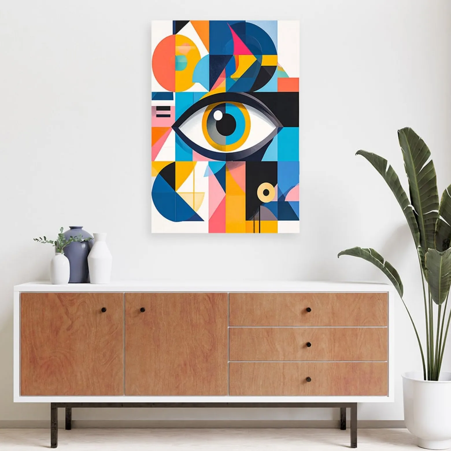 Obraz do salonu biura, Abstrakcja oko inspirowane bauhausem 20x30