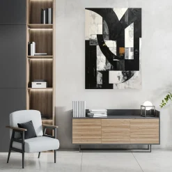 Obraz do salonu biura loftu, Geometryczne formy abstrakcja czarno 20x30