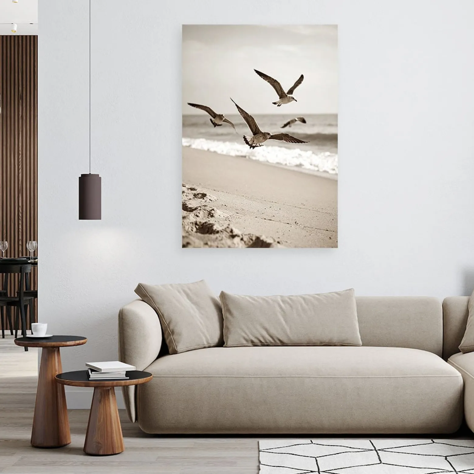 Obraz do salonu kuchni biura, Mewy ptaki morze plaża natura 20x30