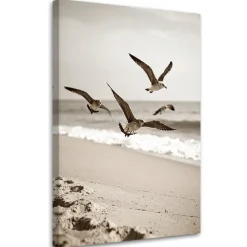 Obraz do salonu kuchni biura, Mewy ptaki morze plaża natura 20x30