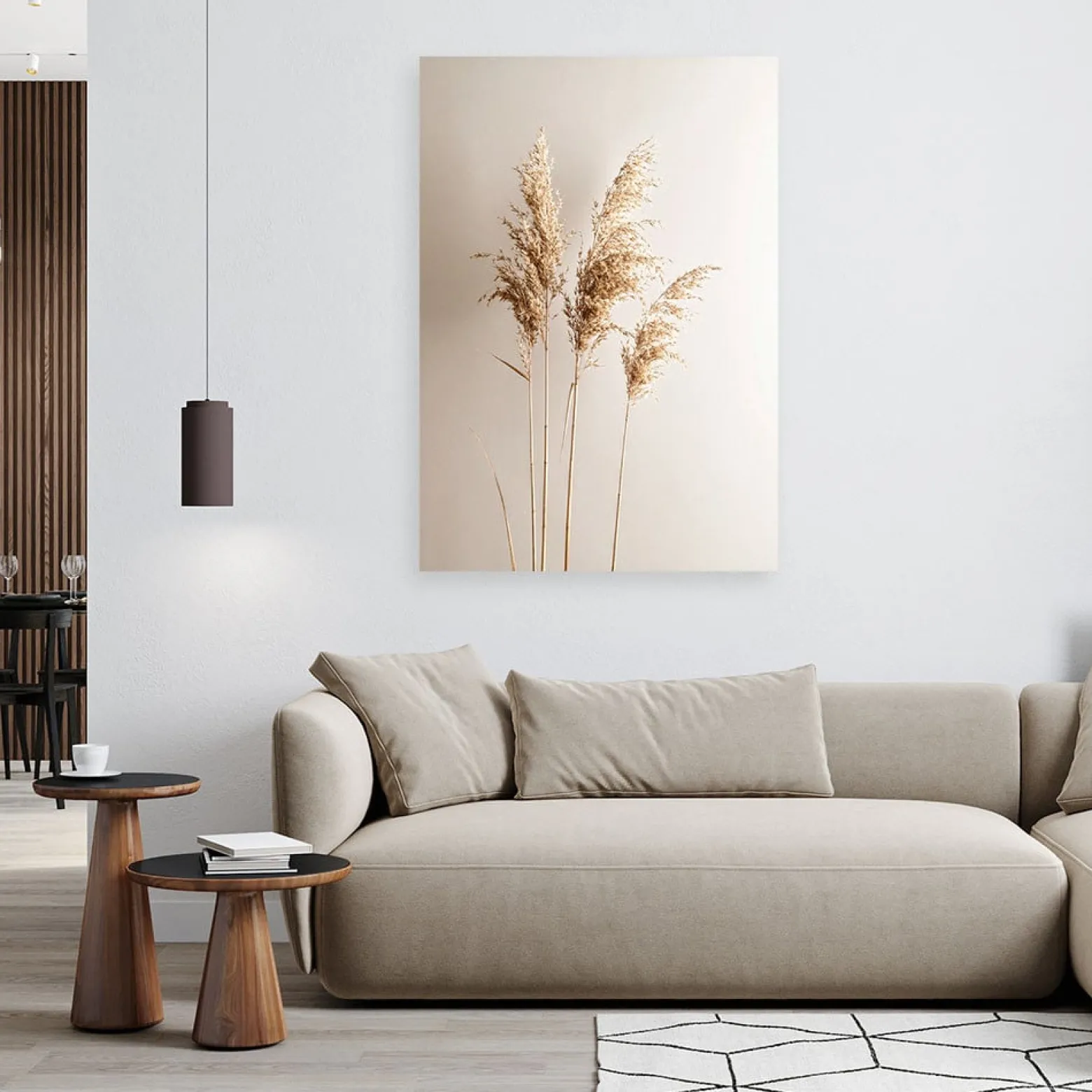 Obraz do salonu kuchni biura, Trawa pampasowa rośliny natura beżowy 20x30