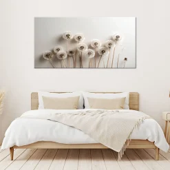 Obraz do salonu kuchni pokoju, Dmuchawce rośliny boho beżowy 80x40