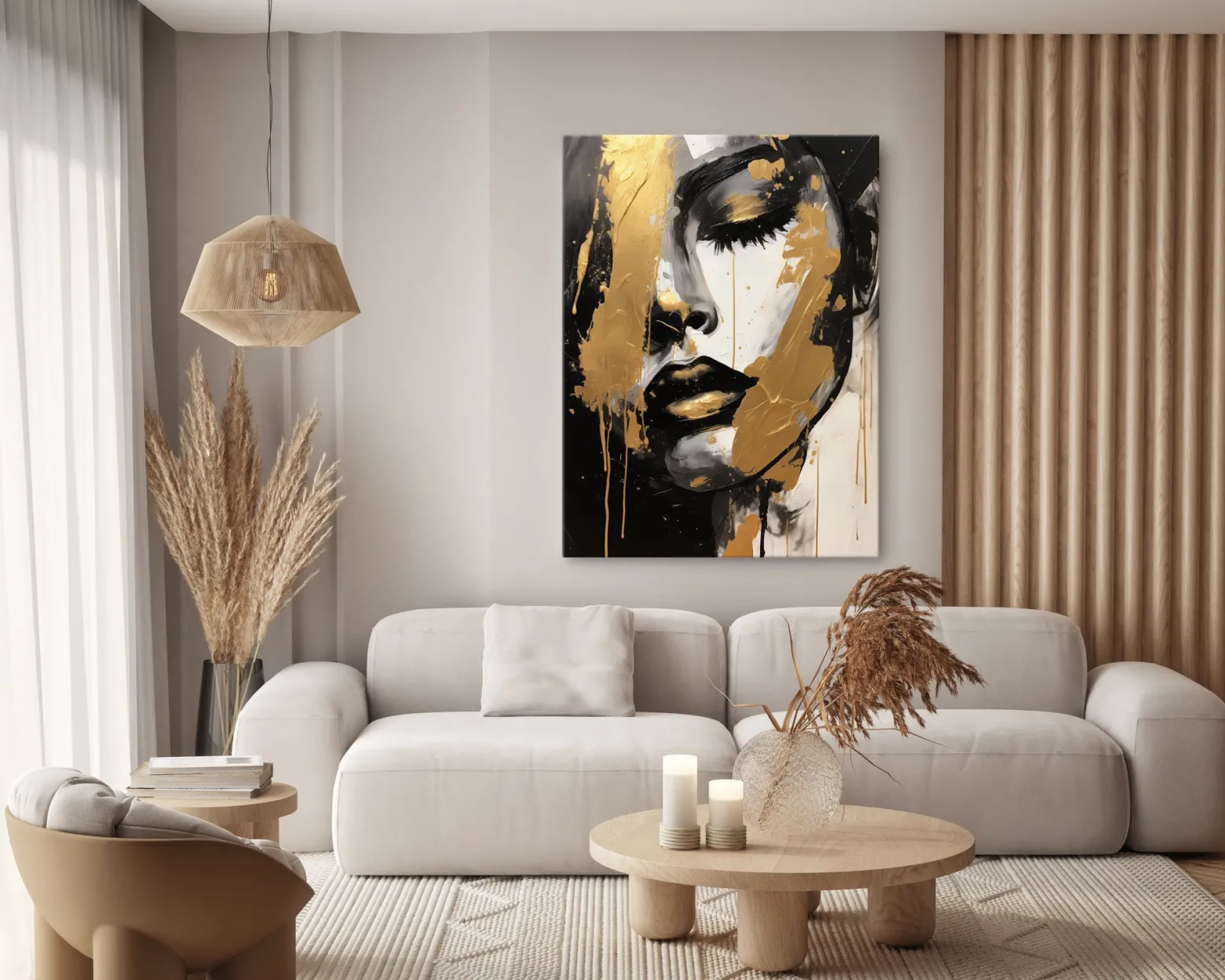 Obraz Do Salonu Nowoczesny Złoty Portret 20x30cm