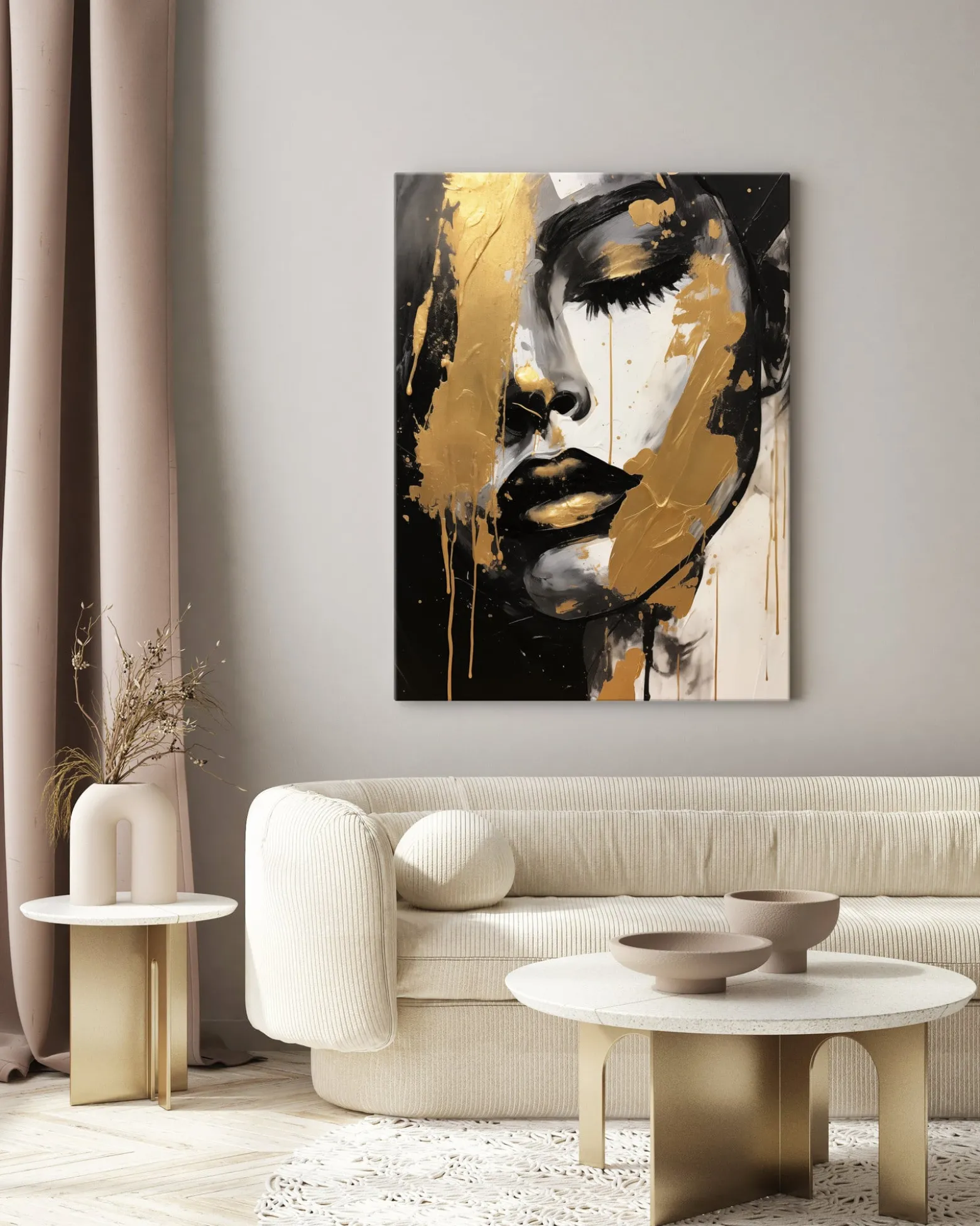 Obraz Do Salonu Nowoczesny Złoty Portret 20x30cm