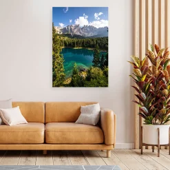 Obraz do salonu sypialni biura, Krajobraz jezioro góry las natura 20x30