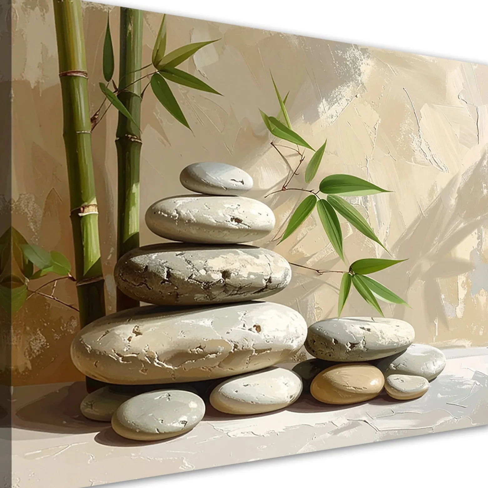 Obraz do salonu sypialni, Kamienie zen spa liście bambusa 30x20