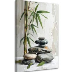 Obraz do salonu sypialni kuchni, Kamienie zen spa liście bambusa 20x30