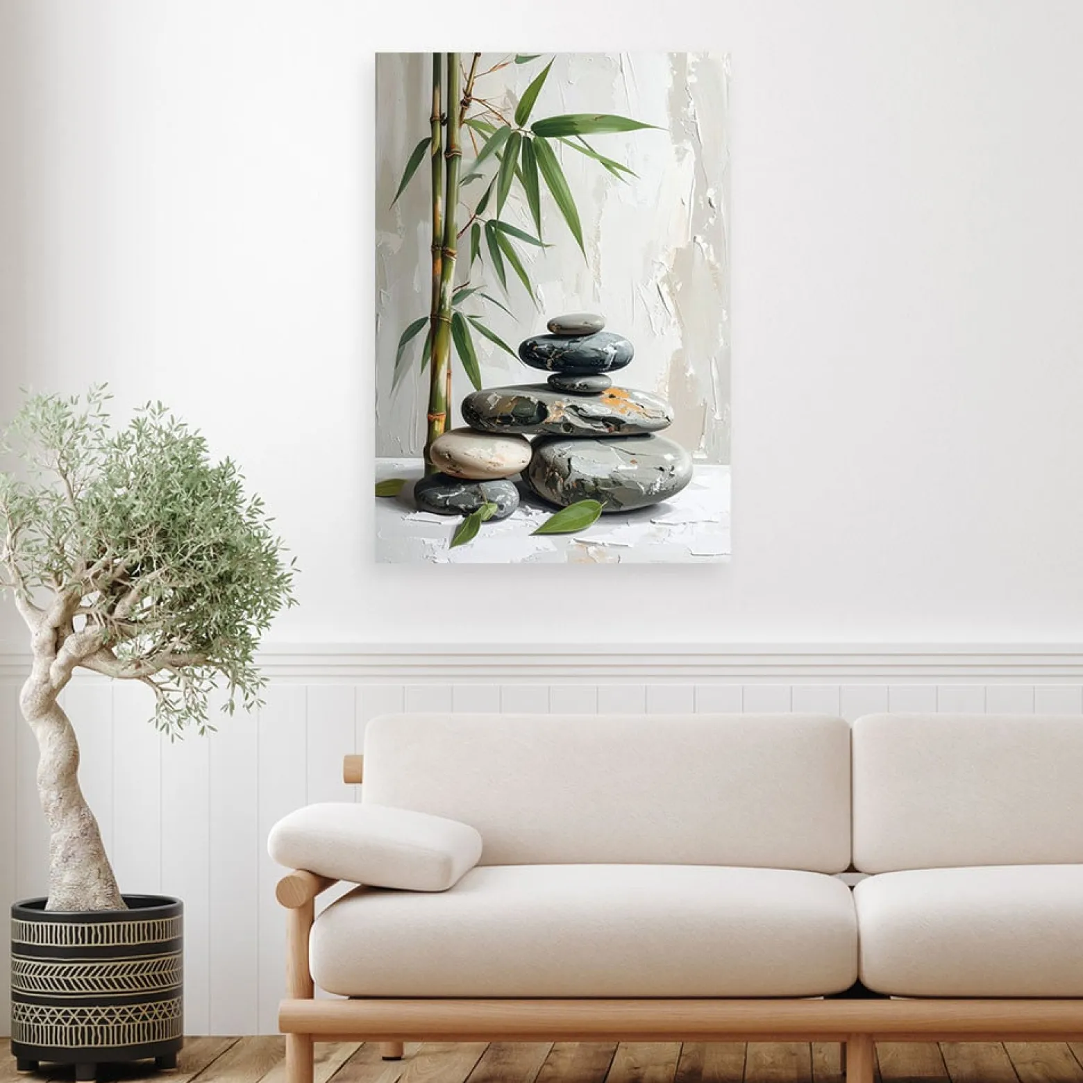 Obraz do salonu sypialni kuchni, Kamienie zen spa liście bambusa 20x30