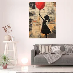 Obraz Do Salonu Sypialni Na Płótnie Abstrakcja Banksy Dziewczynka 60X40