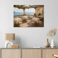 Obraz do salonu sypialni, Widok z tarasu na morze w stylu Shabby 30x20