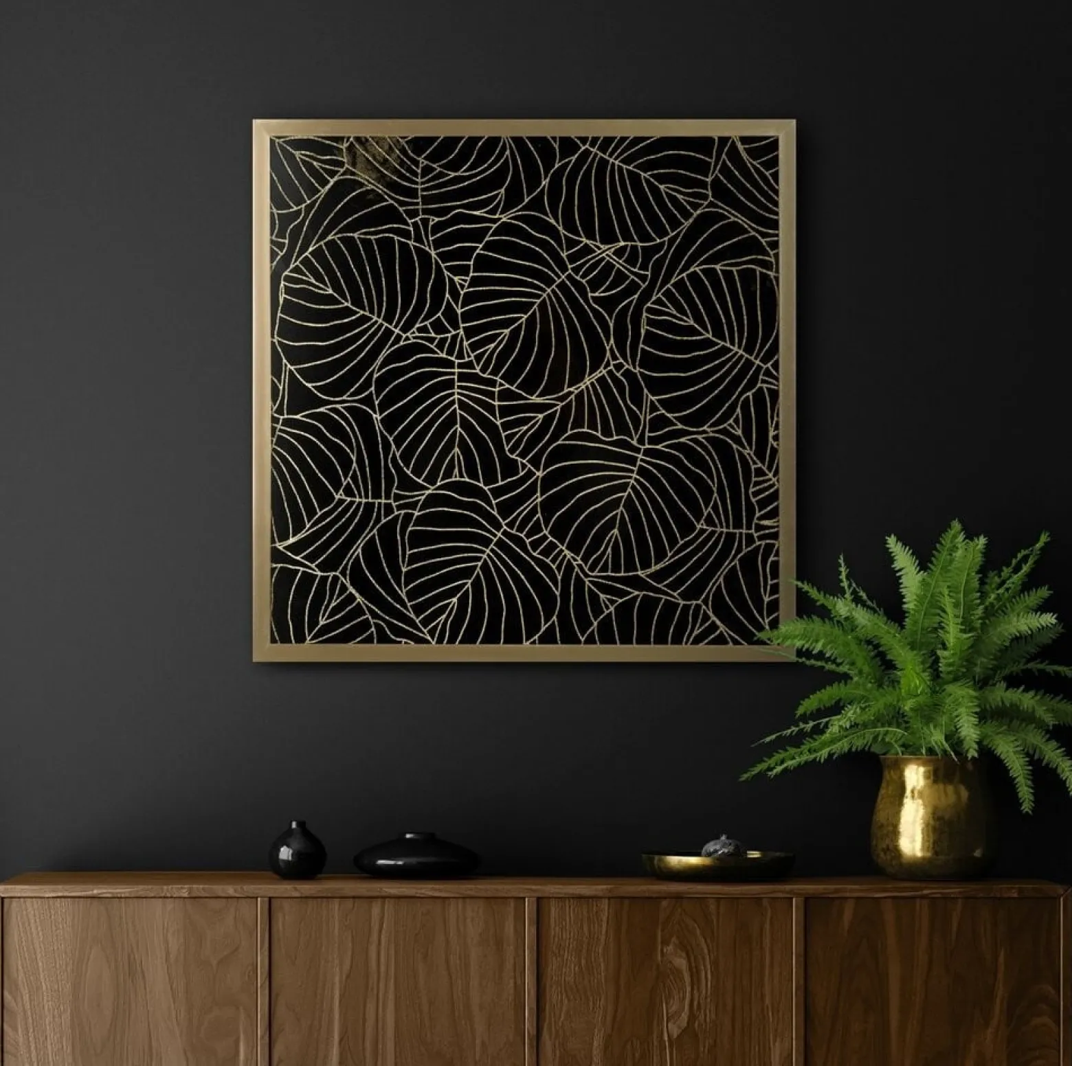 Obraz Glamour LILI2 53x53 cm - Złote Liście