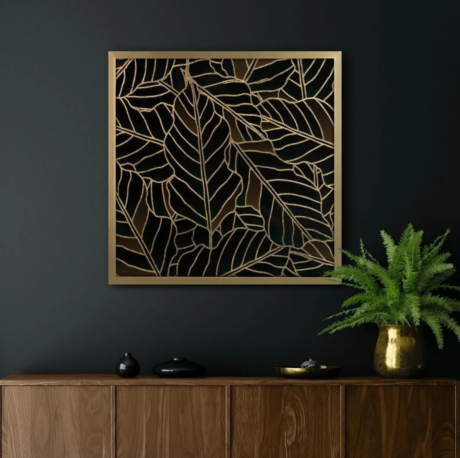 Obraz Glamour Złote Liście 53x53 cm LILI1
