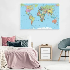 Obraz Kolorowa Polityczna Mapa Świata 30x20cm
