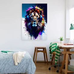Obraz młodzieżowy, DJ Lew w słuchawkach Muzyka Kolorowy 20x30