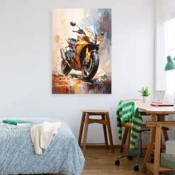 Obraz młodzieżowy do salonu biura, Motocykl sportowy 20x30