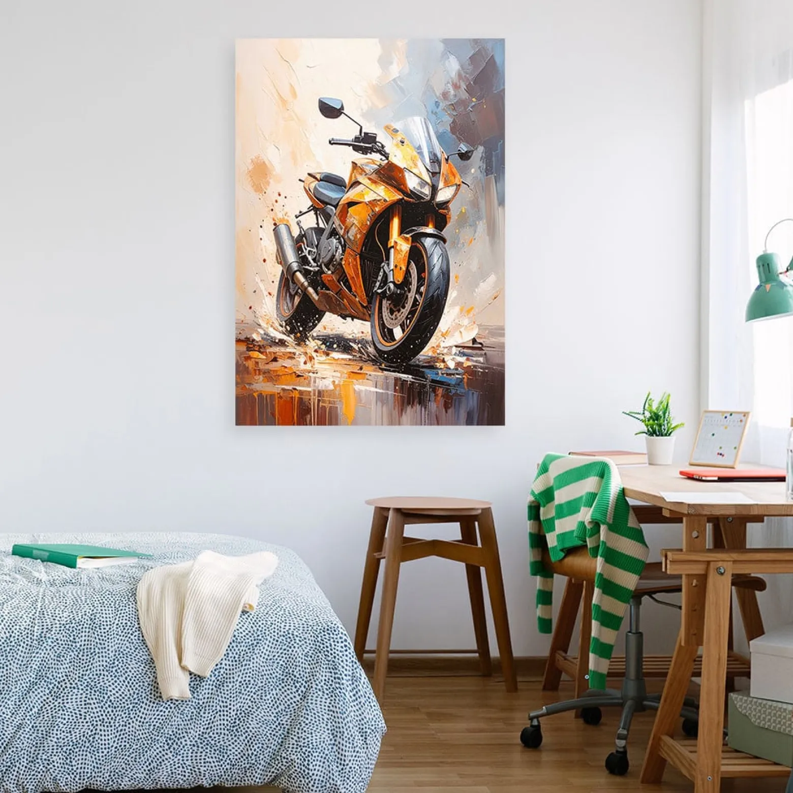 Obraz młodzieżowy do salonu biura, Motocykl sportowy 20x30
