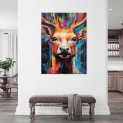 Obraz Na Płótnie Abstrakcja Jeleń Kolorowy Do Sypialni Salonu Kuchni 60X40