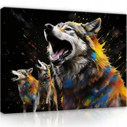 Obraz Na Płótnie Ścianę Wilki Abstrakcja Do Salonu 60X40