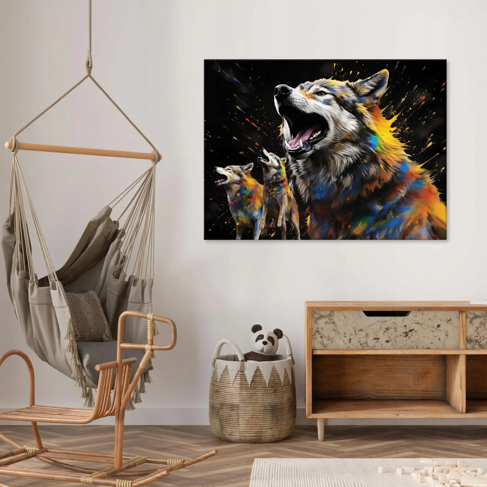 Obraz Na Płótnie Ścianę Wilki Abstrakcja Do Salonu 60X40