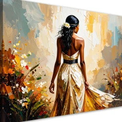 Obraz nowoczesny do salonu sypialni, Abstrakcja Modna Kobieta w sukni 60x40