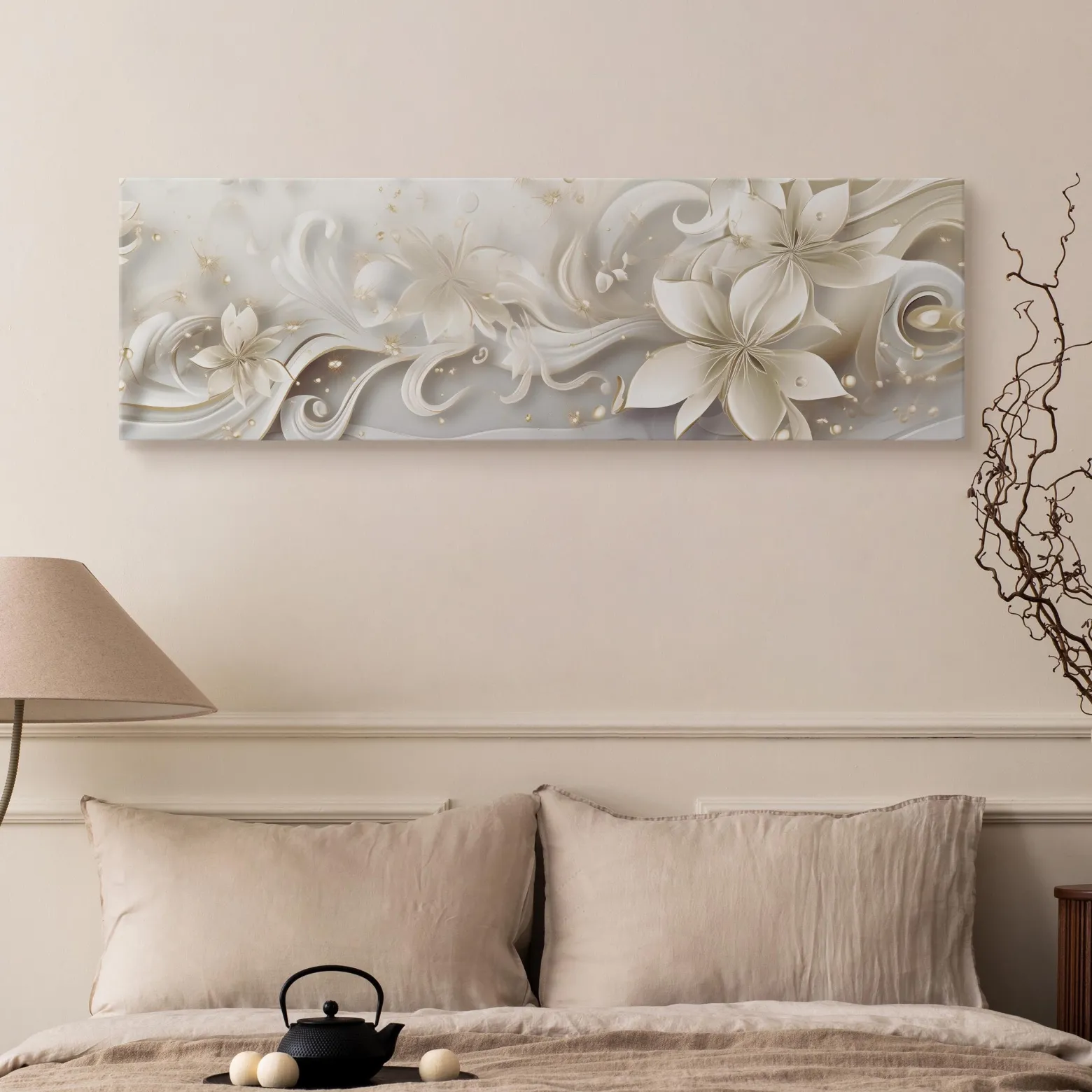 Obraz Panoramiczny Abstrakcyjne Kwiaty 145x45cm