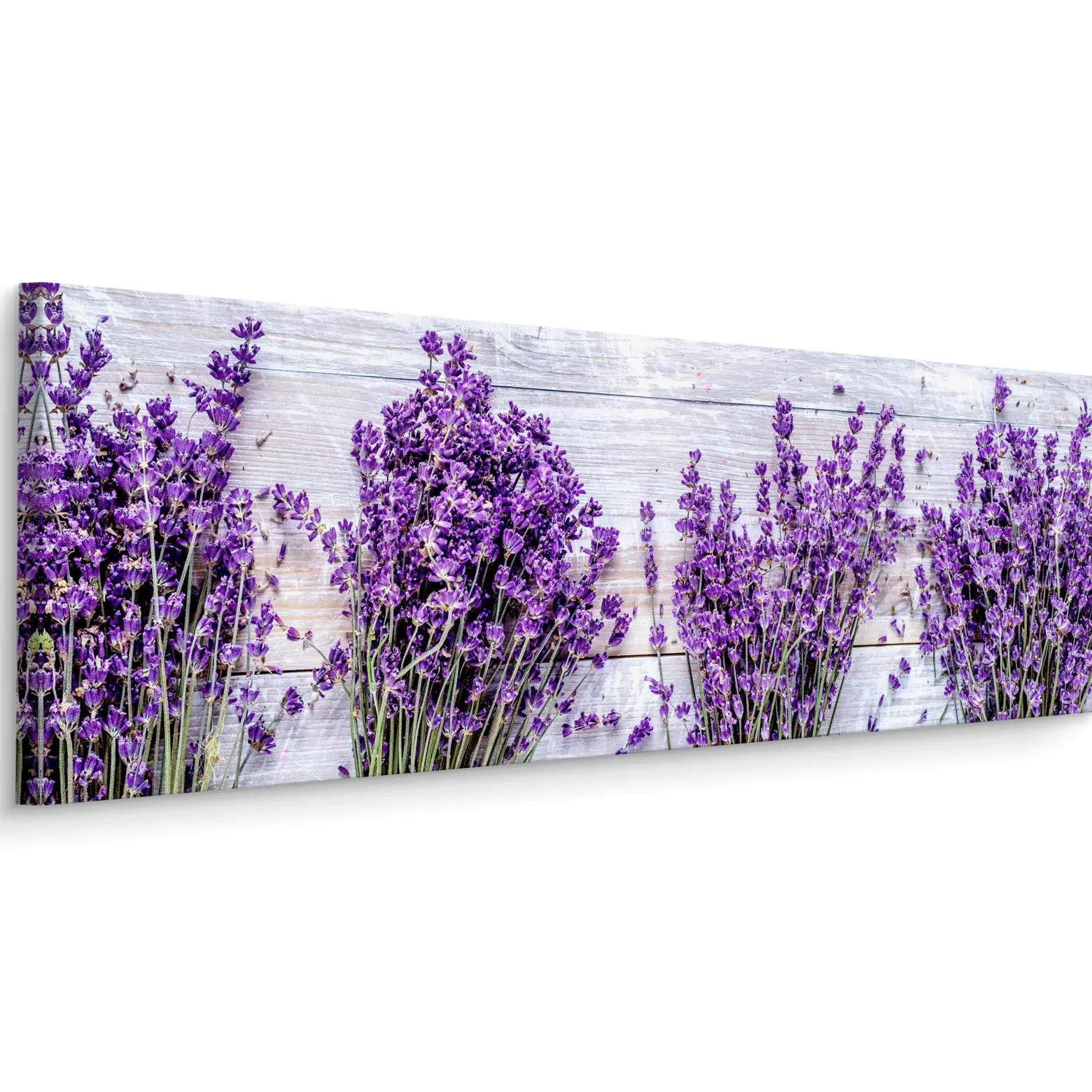Obraz Panoramiczny Lawenda Na Tle Desek 145x45cm