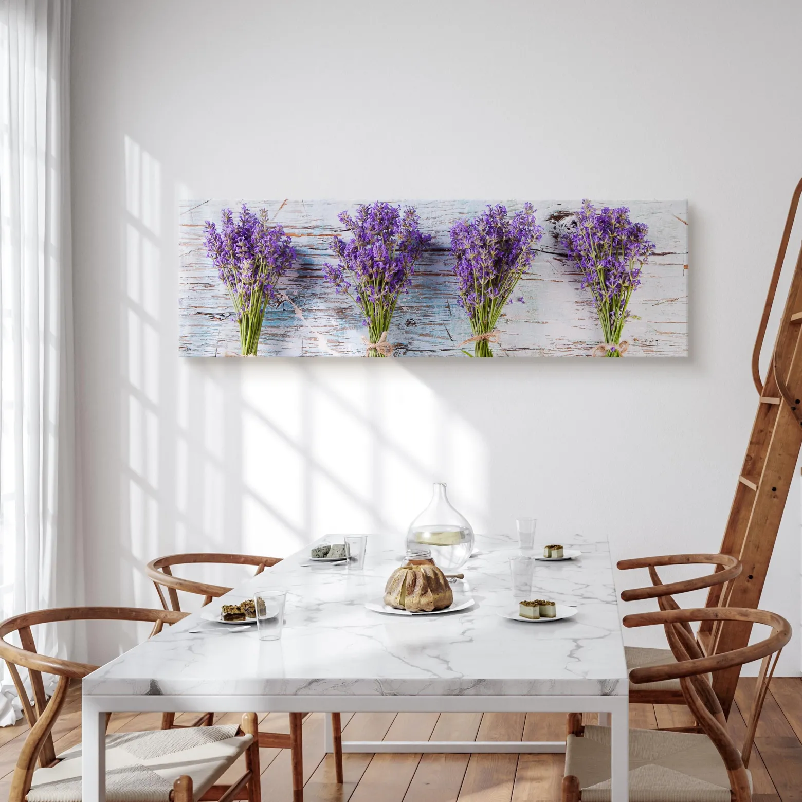 Obraz Panoramiczny Lawenda Na Tle Drewna 145x45cm