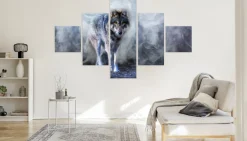 Obraz Pentaptyk WILK we Mgle Zwierzę 3D 150x90cm