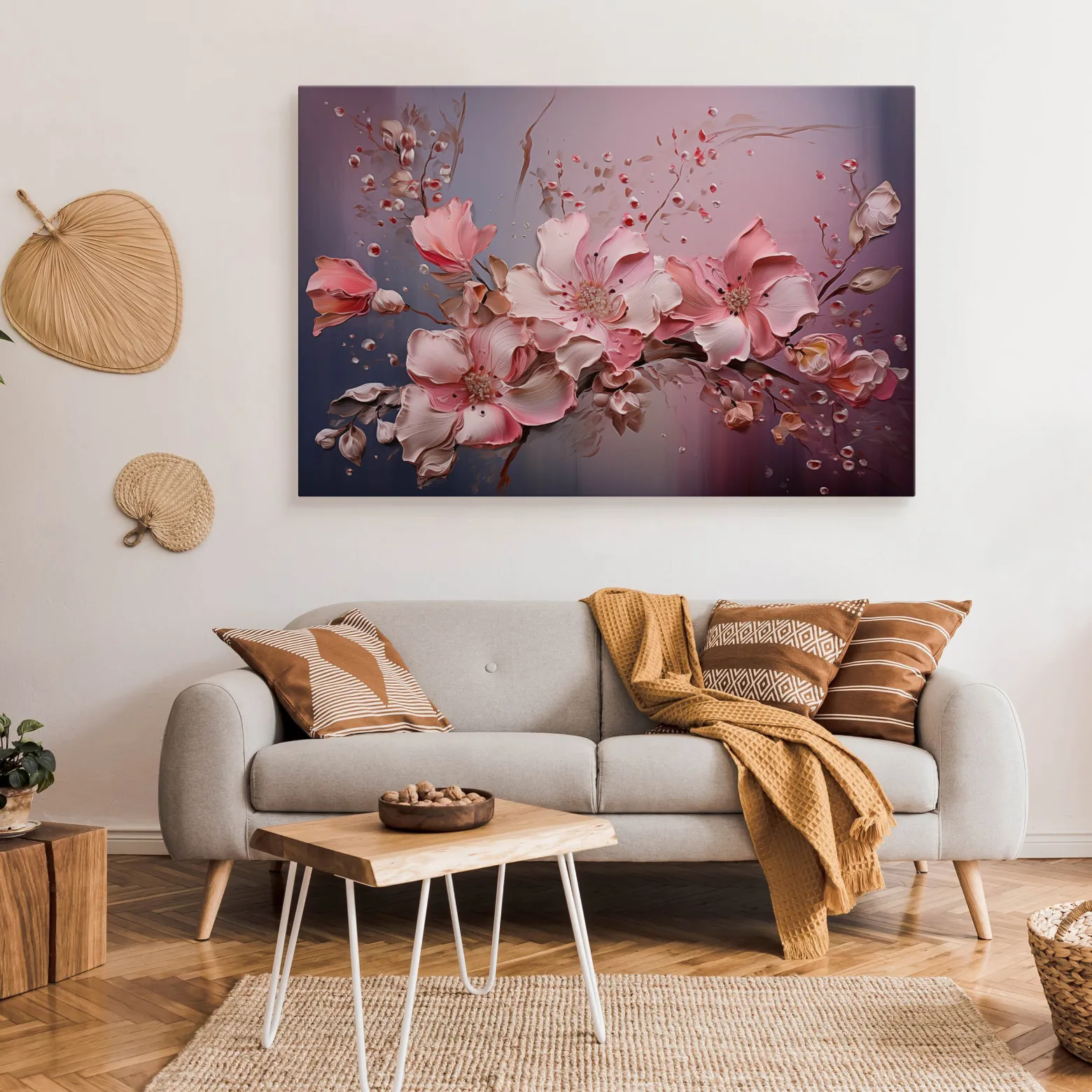 Obraz Różowe Abstrakcyjne Kwiaty 30x20cm