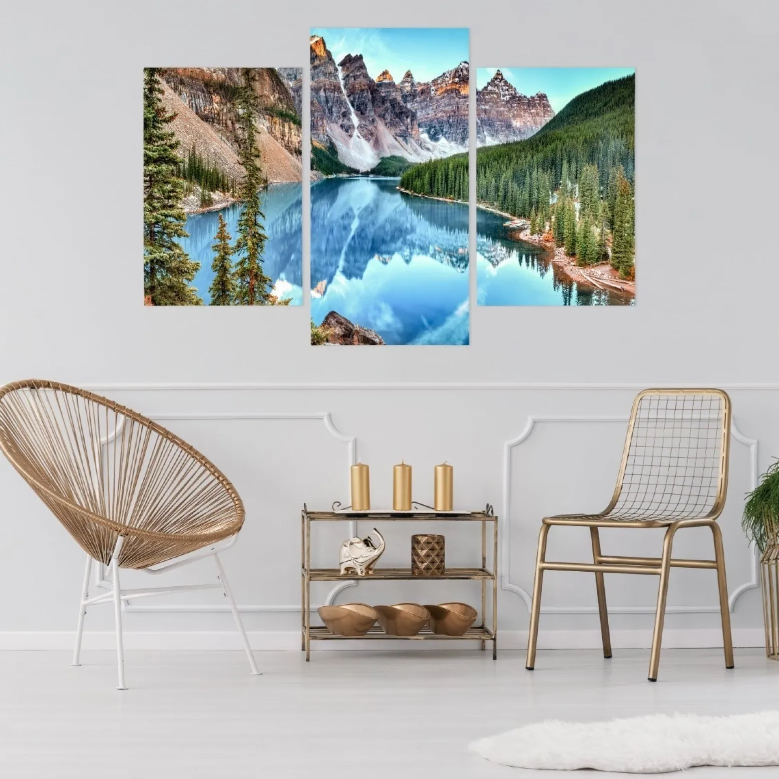 Obraz TRYPTYK Górski Krajobraz Jezioro 3D 90x60cm