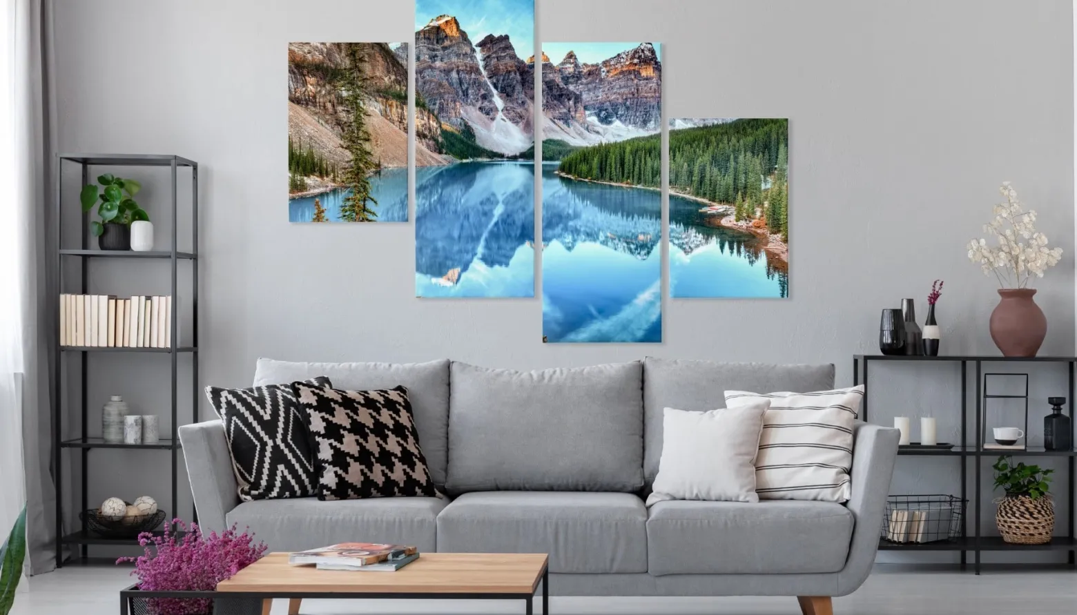 Obraz Wieloczęściowy Górskie Jezioro Leśny Pejzaż 80x50cm