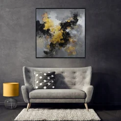 Obraz W Ramie Abstrakcja Czarny Na Metalu Do Sypialni Salonu 30x30