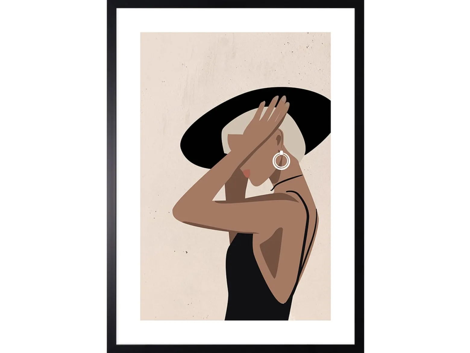 Obraz w ramie Stylish Woman In A Hat 53x73 cm