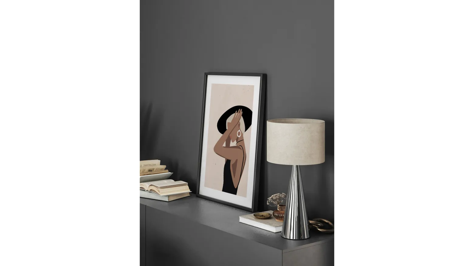 Obraz w ramie Stylish Woman In A Hat 53x73 cm