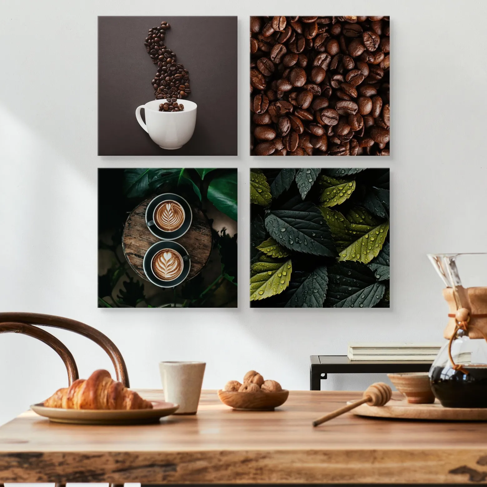 Obrazy SET Do Kuchni Aromatyczne Ziarna Kawy 60x60cm