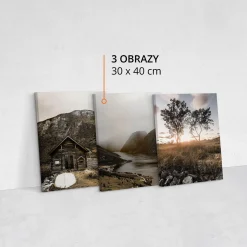 Obrazy Górskie Krajobrazy Mgła Zachód Słońca 3D