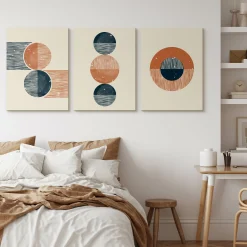 OBRAZY SET ABSTRAKCJA STYL BOHO FIGURY GEOMETRYCZNE 90x40cm