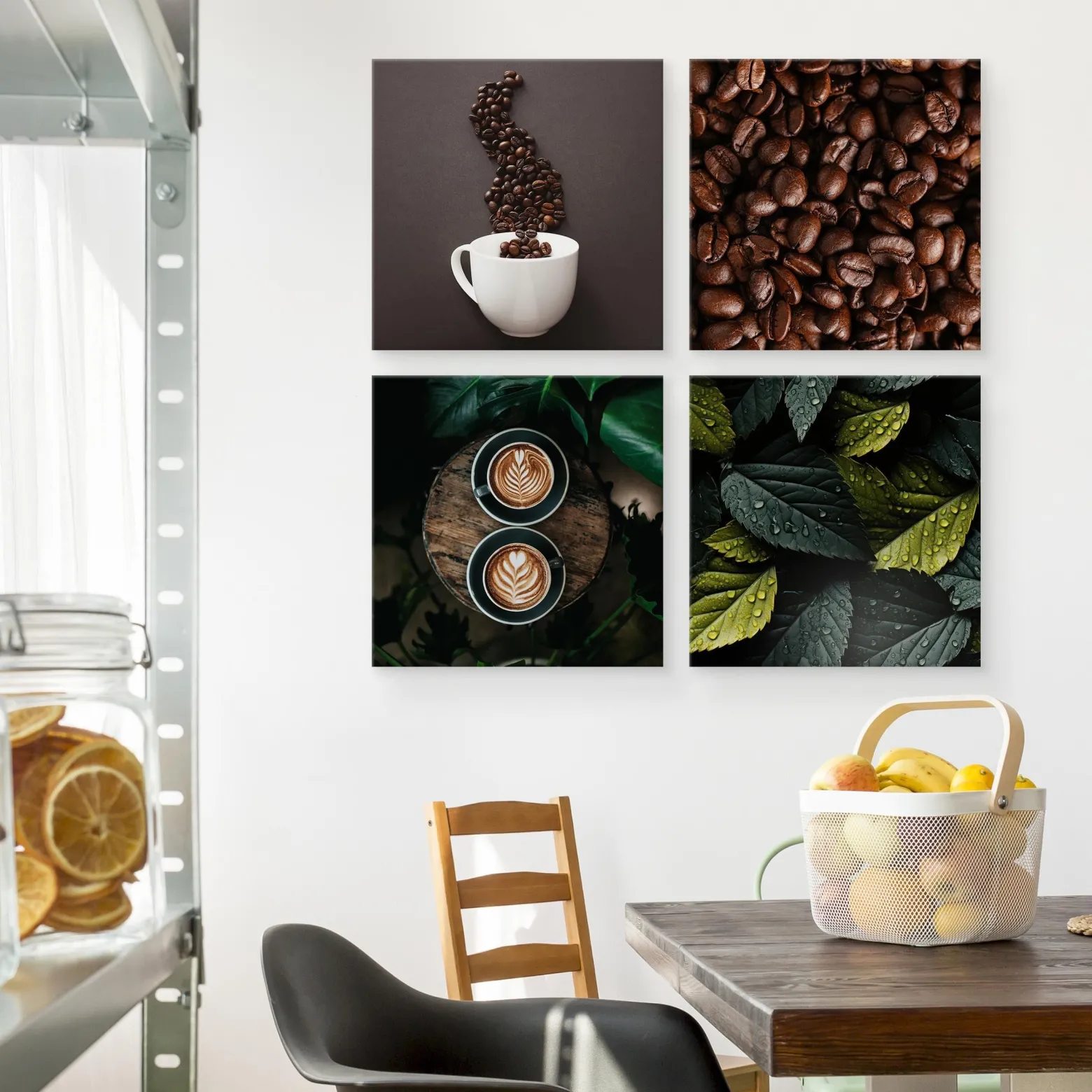 Obrazy SET Do Kuchni Aromatyczne Ziarna Kawy 60x60cm