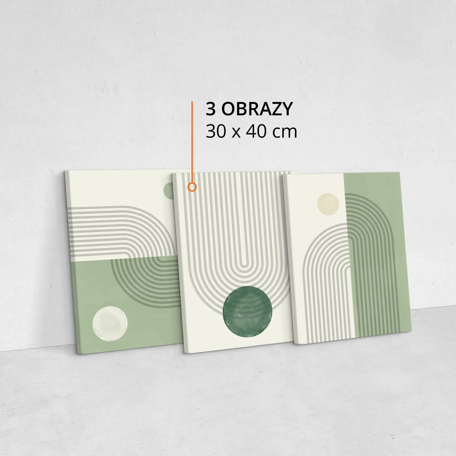 OBRAZY SET ZIELONE WZORY GEOMETRYCZNE ABSTRAKCJA 90x40cm