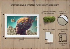 Obraz z mchem - Głowa w chmurach 60x40 cm Biała Rama