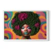 Obraz z mchem - Kobieta z afro 60x40 cm Biała Rama